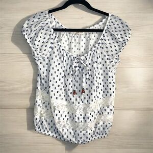 Rewind Ivory White Going Out Top Lace Trim Boho Y2K Fairy Size M Lightweight